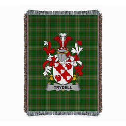 ScotsTee Shop Irish Trydell Clan Coat of Arms Irish Tartan Woven Blanket