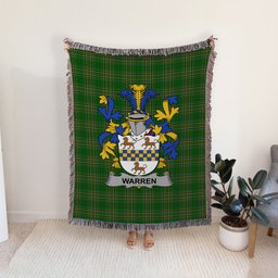 ScotsTee Shop Irish Warren Clan Coat of Arms Irish Tartan Woven Blanket