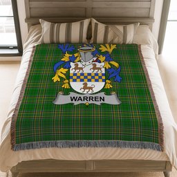 ScotsTee Shop Irish Warren Clan Coat of Arms Irish Tartan Woven Blanket