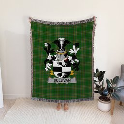 ScotsTee Shop Irish Sullivan or O'Sullivan (Beare) Clan Coat of Arms Irish Tartan Woven Blanket