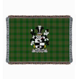 ScotsTee Shop Irish Sullivan or O'Sullivan (Beare) Clan Coat of Arms Irish Tartan Woven Blanket