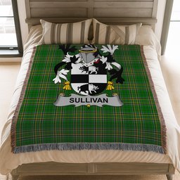 ScotsTee Shop Irish Sullivan or O'Sullivan (Beare) Clan Coat of Arms Irish Tartan Woven Blanket
