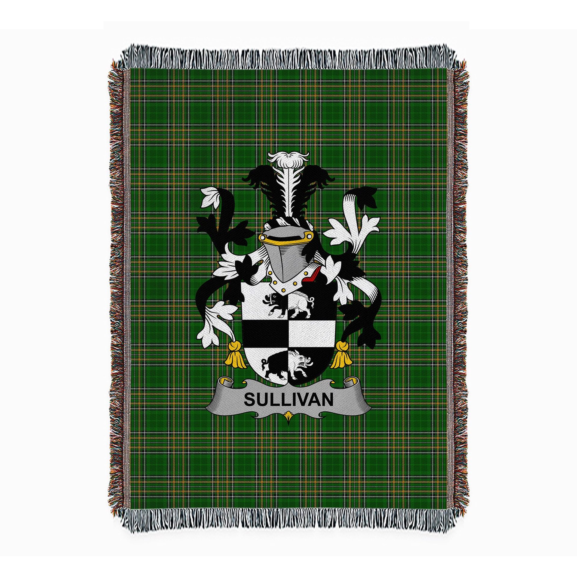 ScotsTee Shop Irish Sullivan or O'Sullivan (Beare) Clan Coat of Arms Irish Tartan Woven Blanket