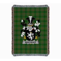 ScotsTee Shop Irish Westropp Clan Coat of Arms Irish Tartan Woven Blanket