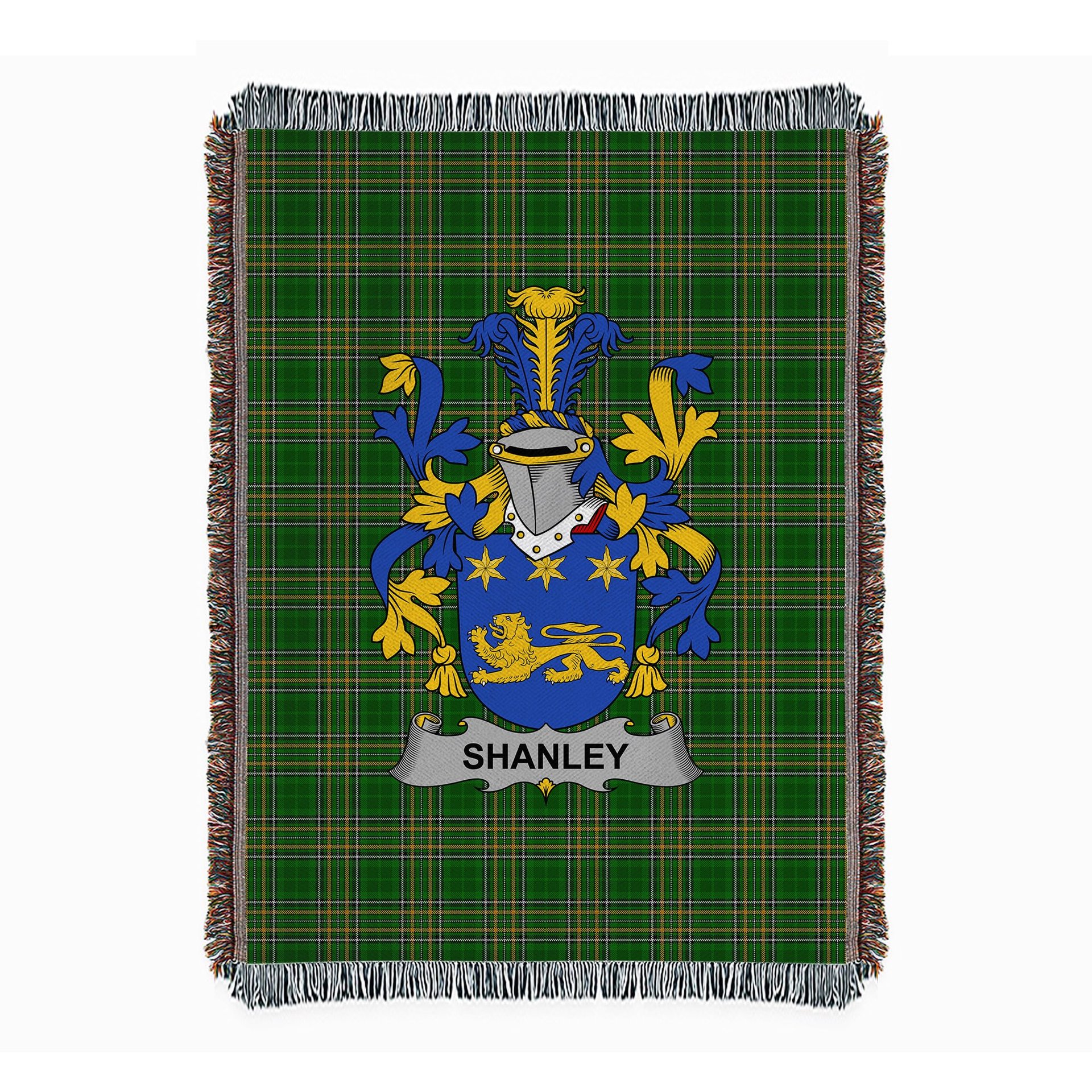 ScotsTee Shop Irish Shanley or McShanly Clan Coat of Arms Irish Tartan Woven Blanket