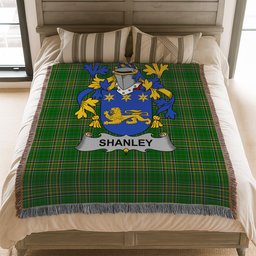ScotsTee Shop Irish Shanley or McShanly Clan Coat of Arms Irish Tartan Woven Blanket