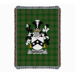 ScotsTee Shop Irish Ridgeley Clan Coat of Arms Irish Tartan Woven Blanket
