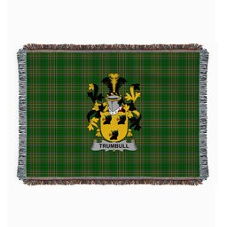 ScotsTee Shop Irish Trumbull or Turnbull Clan Coat of Arms Irish Tartan Woven Blanket