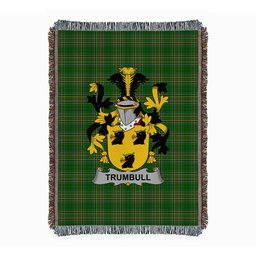 ScotsTee Shop Irish Trumbull or Turnbull Clan Coat of Arms Irish Tartan Woven Blanket
