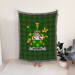 ScotsTee Shop Irish Rooney or O'Rooney Clan Coat of Arms Irish Tartan Woven Blanket