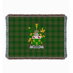 ScotsTee Shop Irish Rooney or O'Rooney Clan Coat of Arms Irish Tartan Woven Blanket