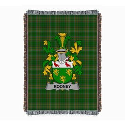 ScotsTee Shop Irish Rooney or O'Rooney Clan Coat of Arms Irish Tartan Woven Blanket