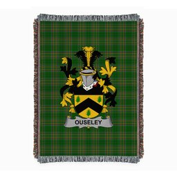 ScotsTee Shop Irish Ouseley Clan Coat of Arms Irish Tartan Woven Blanket