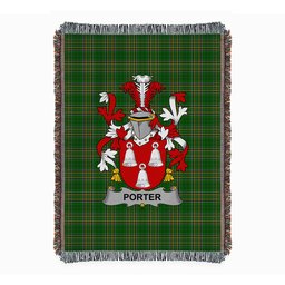 ScotsTee Shop Irish Porter Clan Coat of Arms Irish Tartan Woven Blanket