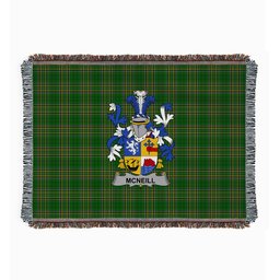 ScotsTee Shop Irish Neill or McNeill Clan Coat of Arms Irish Tartan Woven Blanket