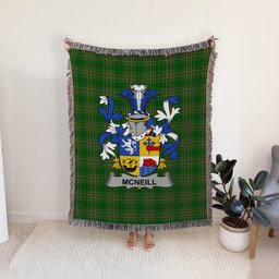 ScotsTee Shop Irish Neill or McNeill Clan Coat of Arms Irish Tartan Woven Blanket