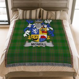 ScotsTee Shop Irish Neill or McNeill Clan Coat of Arms Irish Tartan Woven Blanket