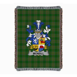 ScotsTee Shop Irish Neill or McNeill Clan Coat of Arms Irish Tartan Woven Blanket