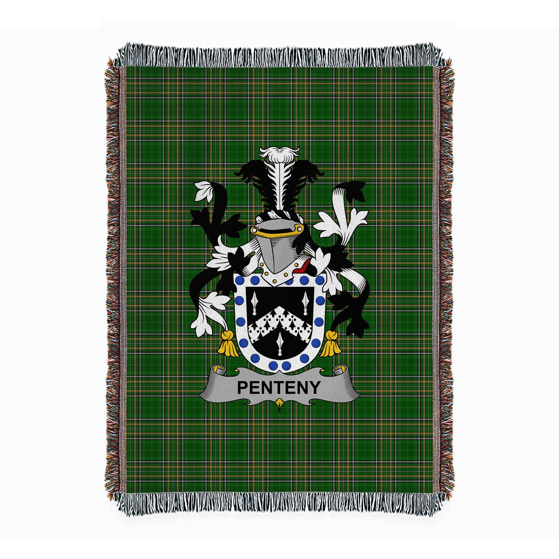 ScotsTee Shop Irish Penteny Clan Coat of Arms Irish Tartan Woven Blanket