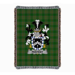 ScotsTee Shop Irish Penteny Clan Coat of Arms Irish Tartan Woven Blanket