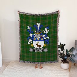 ScotsTee Shop Irish Rutledge Clan Coat of Arms Irish Tartan Woven Blanket
