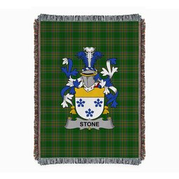 ScotsTee Shop Irish Stone Clan Coat of Arms Irish Tartan Woven Blanket