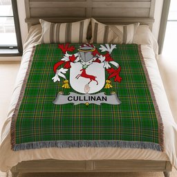 ScotsTee Shop Irish Cullinan or O'Cullinane Clan Coat of Arms Irish Tartan Woven Blanket