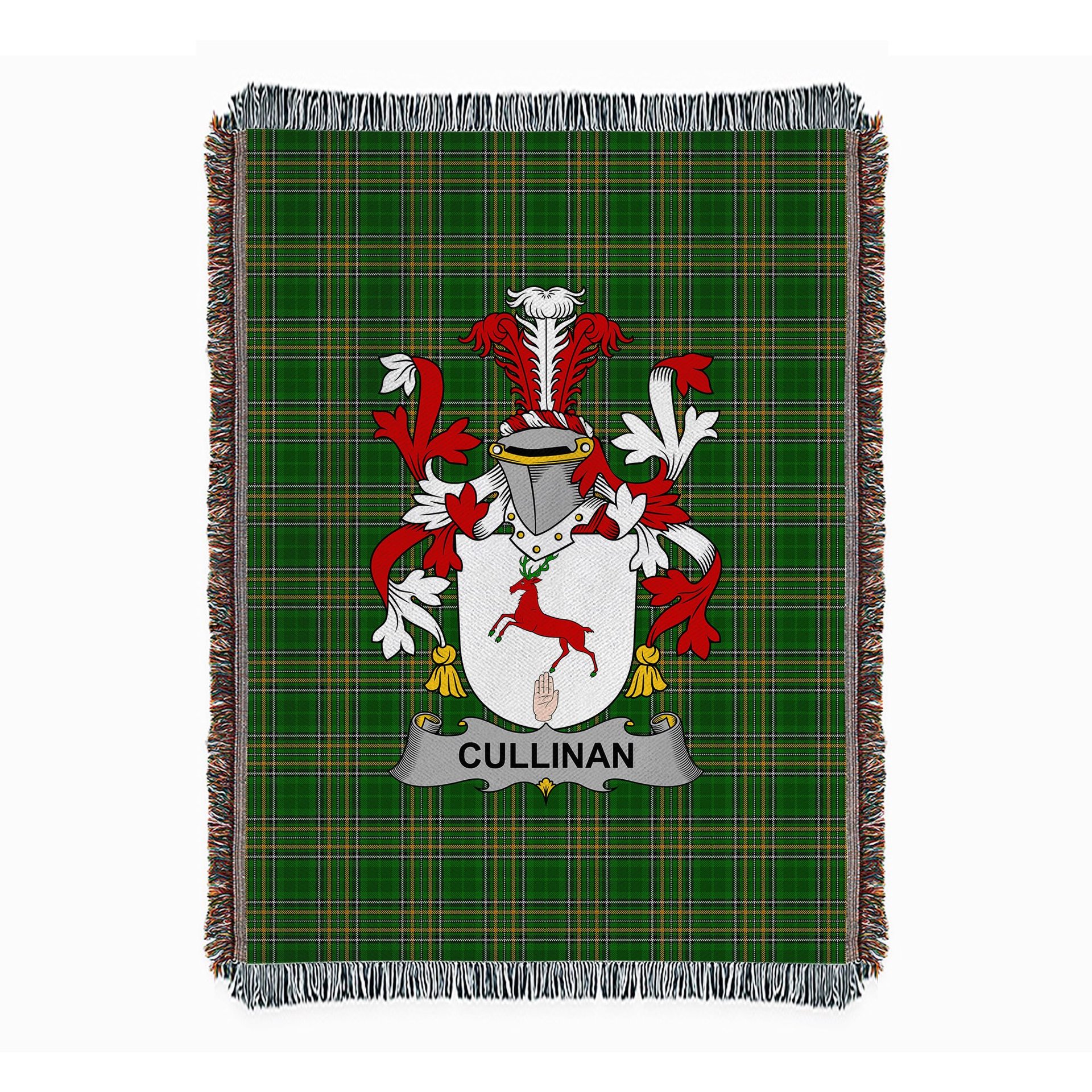 ScotsTee Shop Irish Cullinan or O'Cullinane Clan Coat of Arms Irish Tartan Woven Blanket