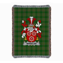 ScotsTee Shop Irish Wheeler Clan Coat of Arms Irish Tartan Woven Blanket
