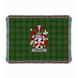 ScotsTee Shop Irish Trotter Clan Coat of Arms Irish Tartan Woven Blanket