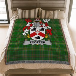 ScotsTee Shop Irish Trotter Clan Coat of Arms Irish Tartan Woven Blanket