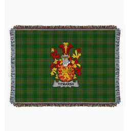 ScotsTee Shop Irish Titmarsh Clan Coat of Arms Irish Tartan Woven Blanket