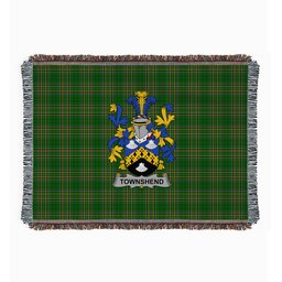 ScotsTee Shop Irish Townshend or Townsend Clan Coat of Arms Irish Tartan Woven Blanket