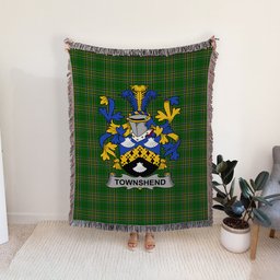 ScotsTee Shop Irish Townshend or Townsend Clan Coat of Arms Irish Tartan Woven Blanket