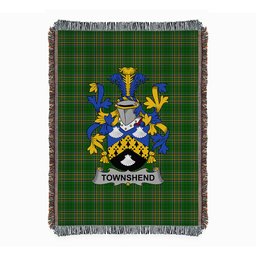 ScotsTee Shop Irish Townshend or Townsend Clan Coat of Arms Irish Tartan Woven Blanket