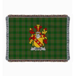 ScotsTee Shop Irish Umfre Clan Coat of Arms Irish Tartan Woven Blanket