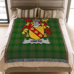 ScotsTee Shop Irish Umfre Clan Coat of Arms Irish Tartan Woven Blanket
