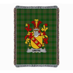 ScotsTee Shop Irish Umfre Clan Coat of Arms Irish Tartan Woven Blanket
