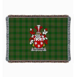 ScotsTee Shop Irish Patterson Clan Coat of Arms Irish Tartan Woven Blanket