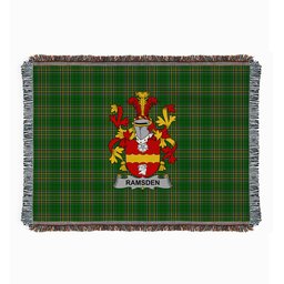 ScotsTee Shop Irish Ramsden Clan Coat of Arms Irish Tartan Woven Blanket