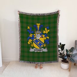 ScotsTee Shop Irish Stoney Clan Coat of Arms Irish Tartan Woven Blanket