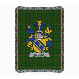 ScotsTee Shop Irish Stoney Clan Coat of Arms Irish Tartan Woven Blanket