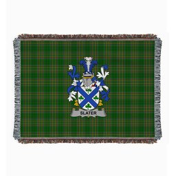 ScotsTee Shop Irish Slater or Slator Clan Coat of Arms Irish Tartan Woven Blanket