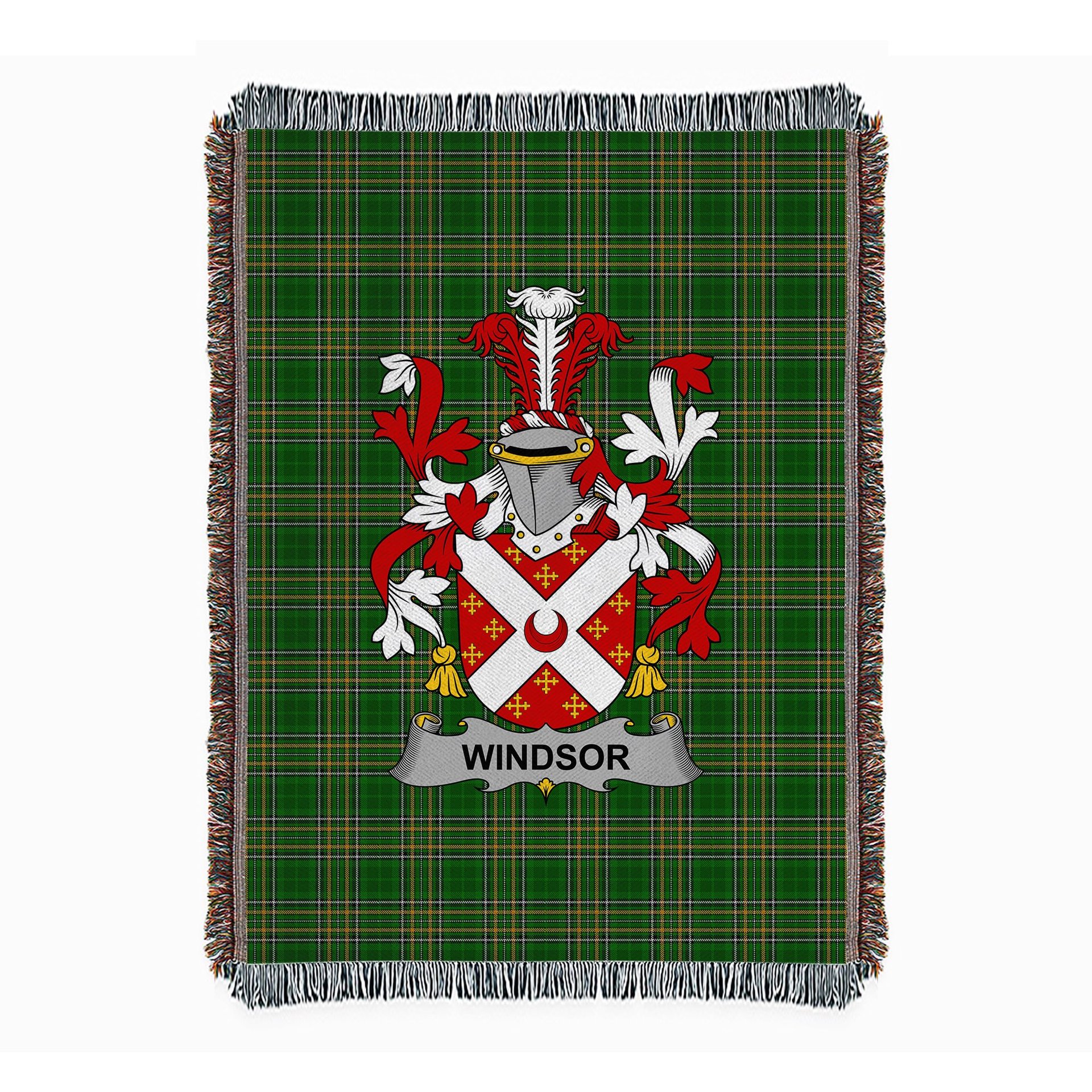 ScotsTee Shop Irish Windsor Clan Coat of Arms Irish Tartan Woven Blanket