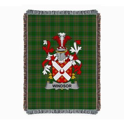 ScotsTee Shop Irish Windsor Clan Coat of Arms Irish Tartan Woven Blanket