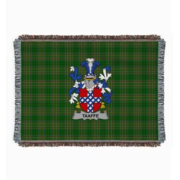 ScotsTee Shop Irish Taaffe Clan Coat of Arms Irish Tartan Woven Blanket