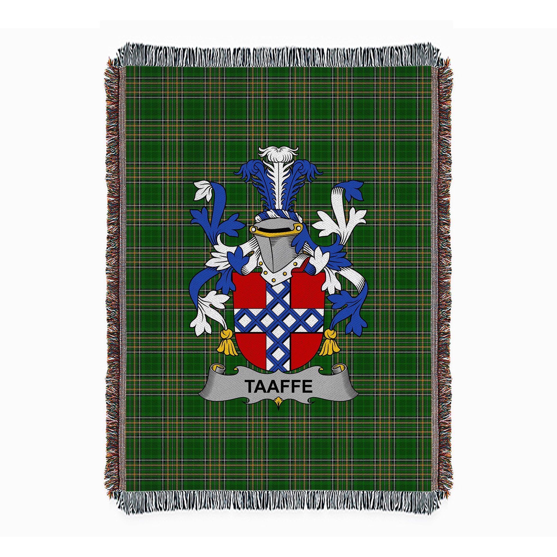 ScotsTee Shop Irish Taaffe Clan Coat of Arms Irish Tartan Woven Blanket