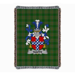 ScotsTee Shop Irish Taaffe Clan Coat of Arms Irish Tartan Woven Blanket