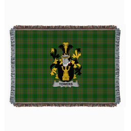 ScotsTee Shop Irish Towers Clan Coat of Arms Irish Tartan Woven Blanket