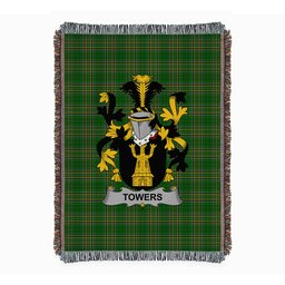 ScotsTee Shop Irish Towers Clan Coat of Arms Irish Tartan Woven Blanket